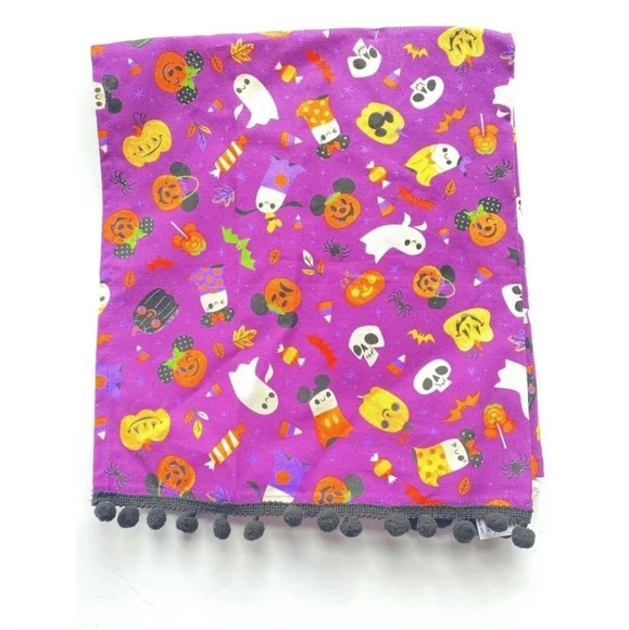 Disney Parks Happy Halloween Mickey Kitchen Towel Set Bats Ghost Pumpkin Fringe - Picture 2 of 4